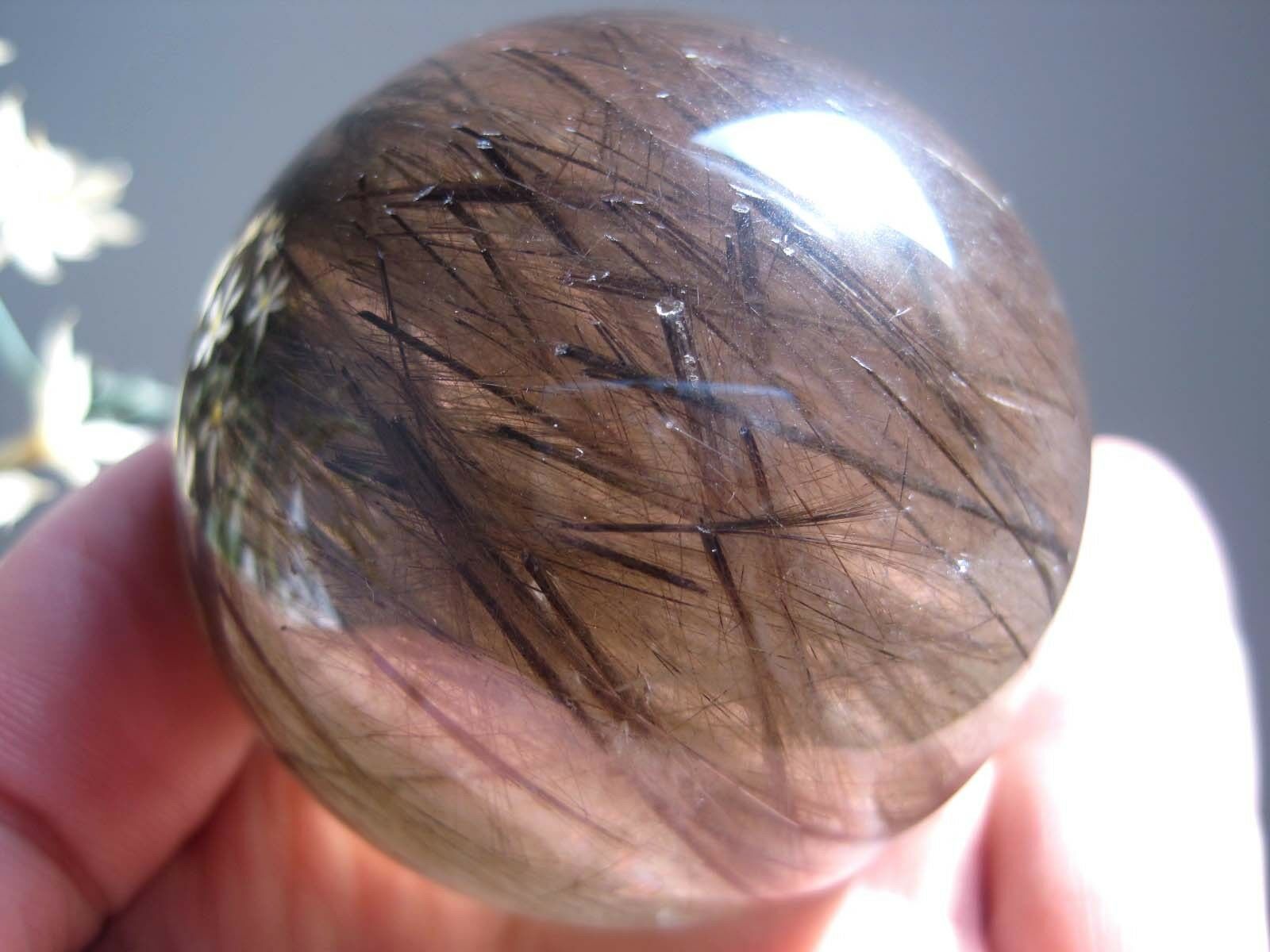 A*241g Natural Rutilated Quartz Crystal Sphere Ball Healing 102502