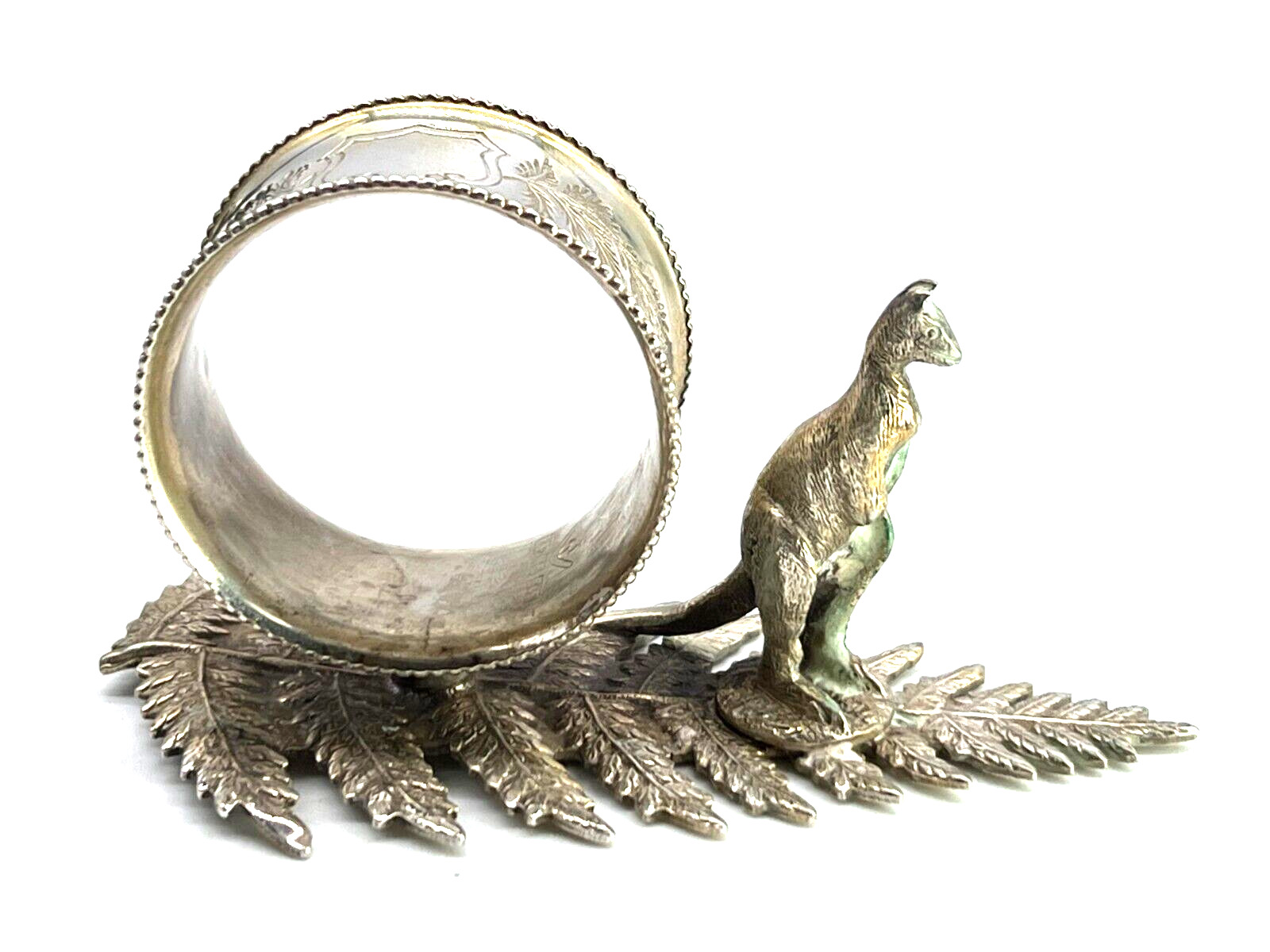 Antique Figural Victorian S &s  Kangaroo   Napkin Ring Holder