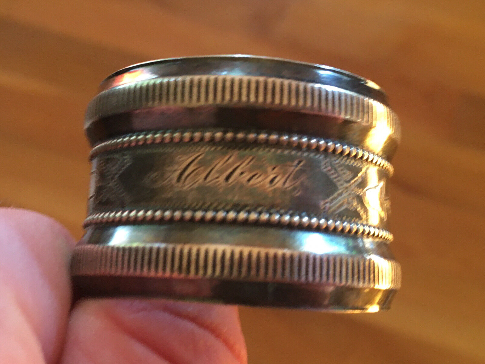 Antique Silverplated Or Possibly Silver Napkin Ring Vintage Engraved Albert