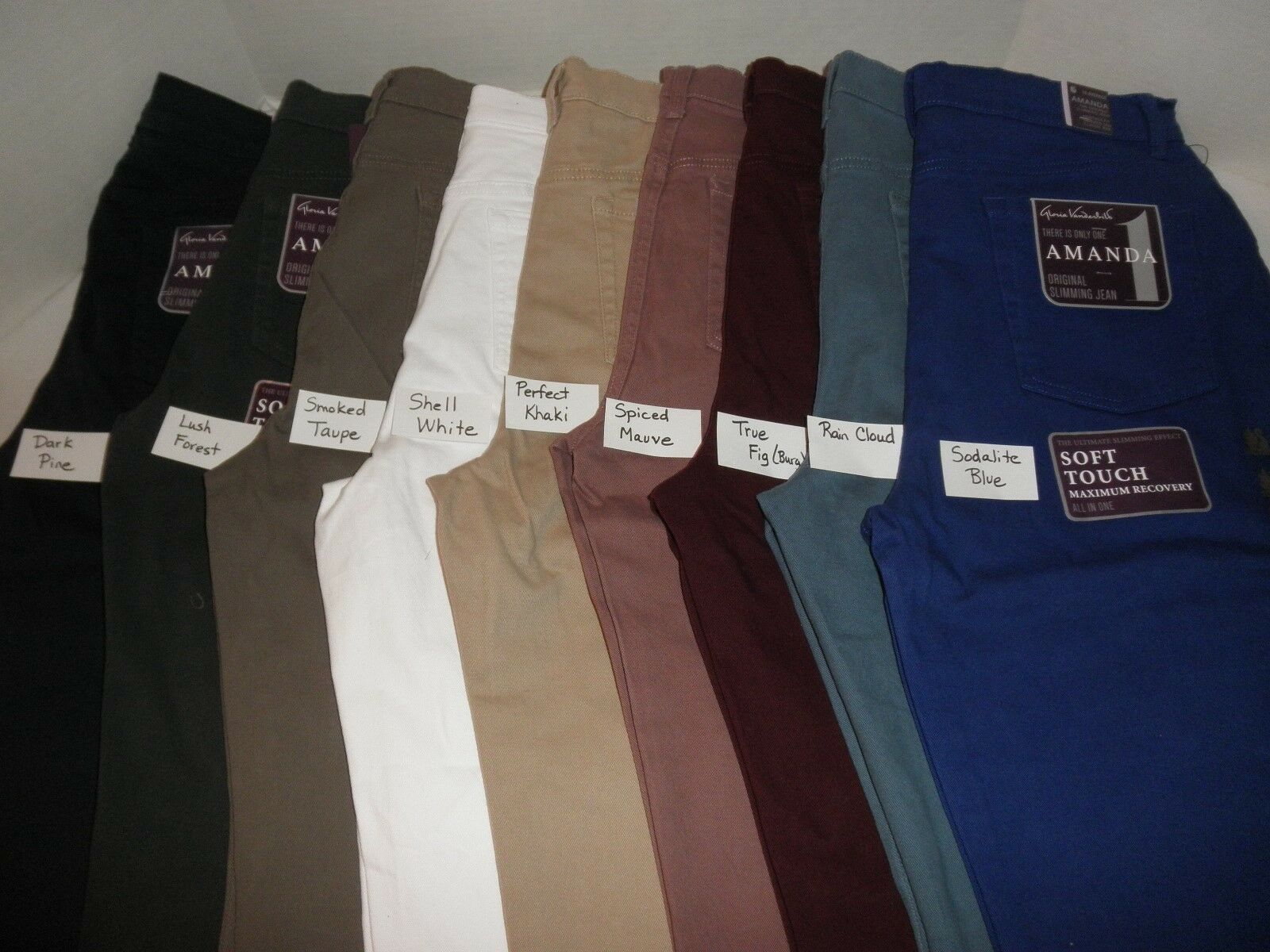Nwt Ladies Gloria Vanderbilt Amanda Stretch Pants Colored 5 Pocket Jeans