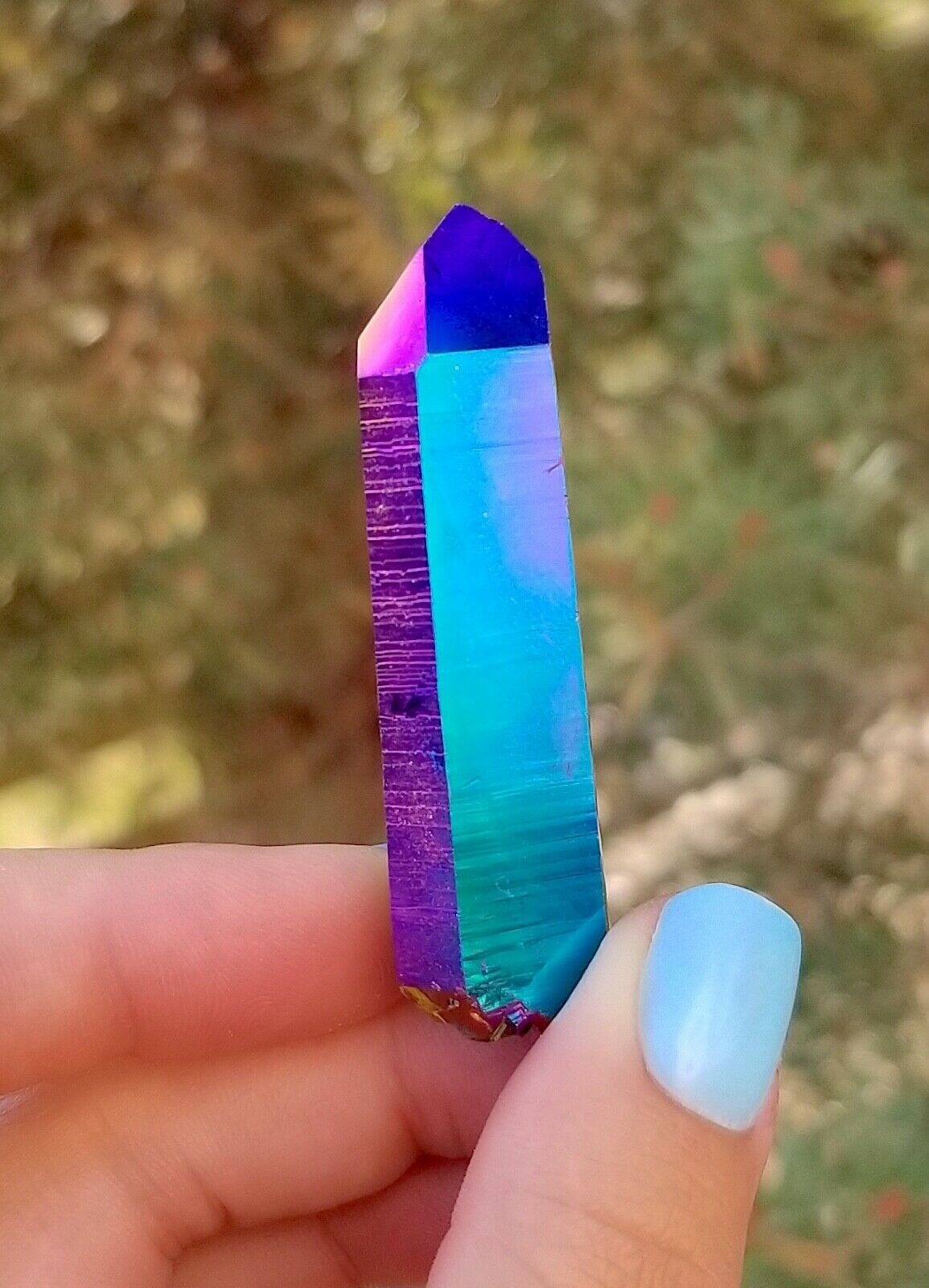 Titanium Aura Lemurian Quartz,  Metallic Iridescent Colors, Colombia